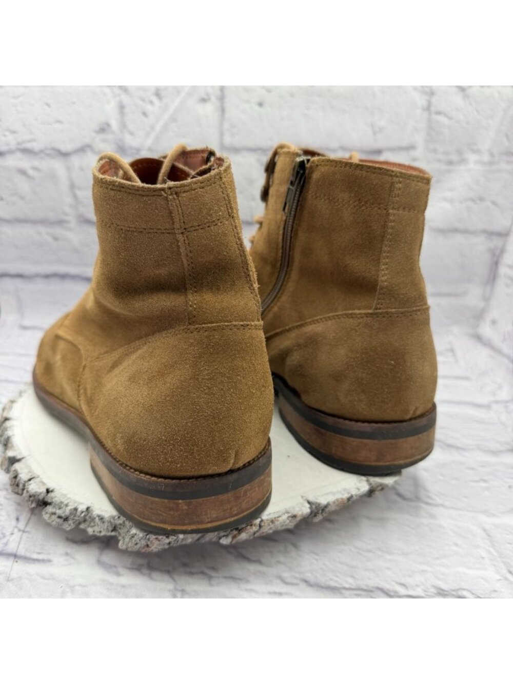 Vince Camuto Men's Tan Suede Lace-Up Ankle Dress Boots Side Zipper Size 13M - Picture 5 of 10